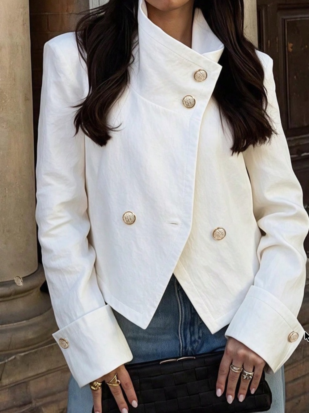 Classic Solid Button High collar Lightweight Trench Coat - Picture 4 of 7